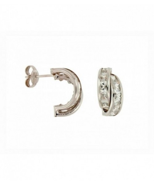 Pendientes Oro Blanco 18 Quilates con Circonitas