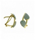 Pendientes Oro 18 Ktes Bicolor Hojas con Circonitas
